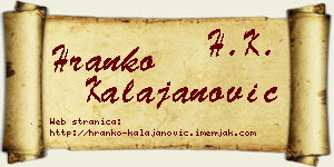 Hranko Kalajanović vizit kartica